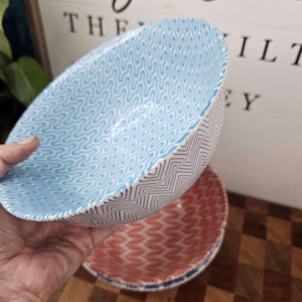 Amazingware Porcelain Salad Bowls 18 Ounce Cereal, Soup, Salad Pasta, set of 3 - Picture 7 of 12